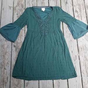 Knox Rose~boho forest green dress.